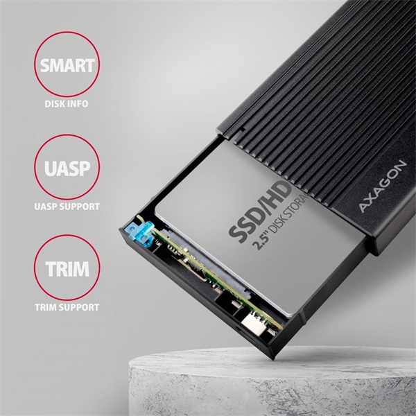 Axagon EE25-GTR USB-C 3.2 Gen 2 SATA 6G 2,5  fekete HDD/SSD ház