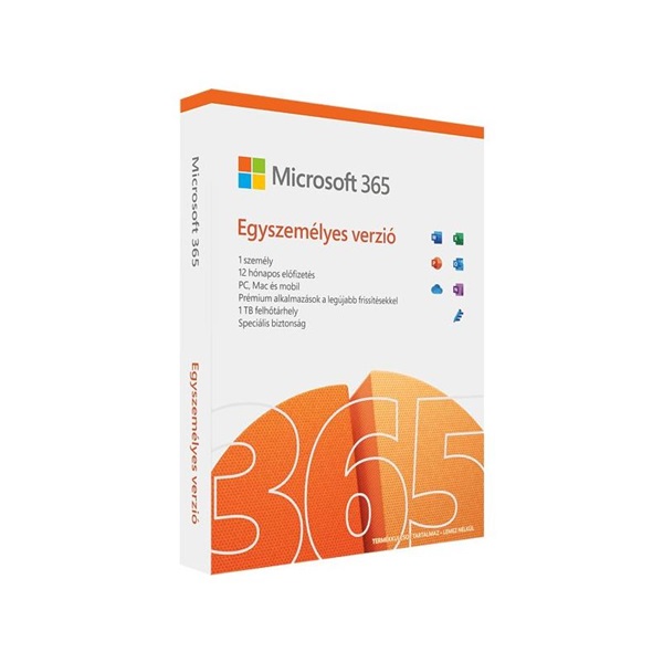 Microsoft 365 Personal (Egyszemélyes verzió) P8 HUN 1 Felhasználó 5 Eszköz 1 év dobozos irodai progr