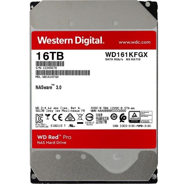 Western Digital 3,5  16000GB belső SATAIII 7200RPM 512MB RED PRO WD161KFGX winchester 5 év
